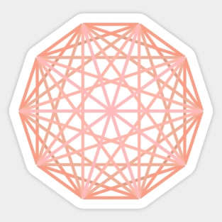 Light Orange Salmon Polyhedron Geometric Shape Sticker